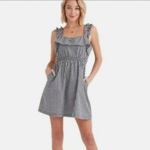 7 FOR ALL MANKIND Gingham Ruffle Plaid Mini Dress XS Prairie Western Cottagecore